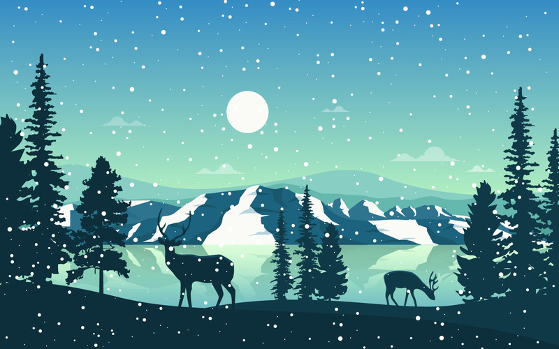 Winter Lake Nature - Illustrazione - Caratteristiche Immagine 1