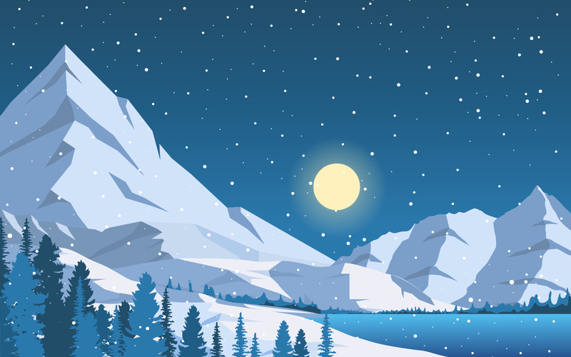Winter Lake Snowfall - Illustration - Features Image 1