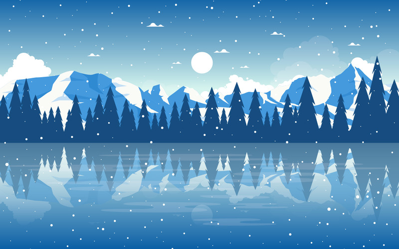 Winter Schneefall See - Illustration - Eigenschaften Bild 1