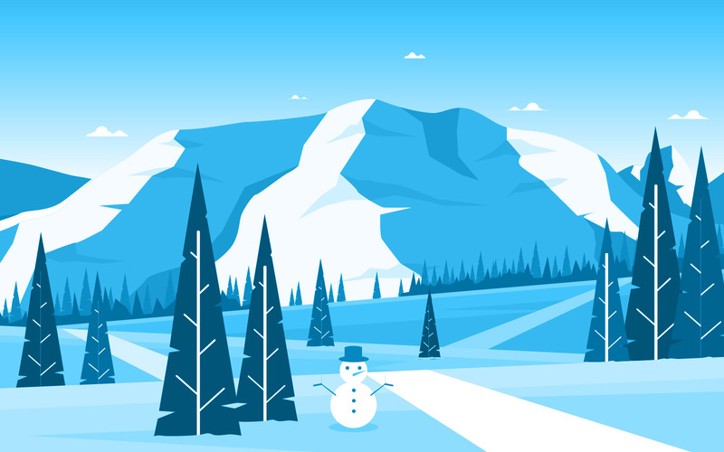 Snow Pine Landscape - Illustration - Features Image 1