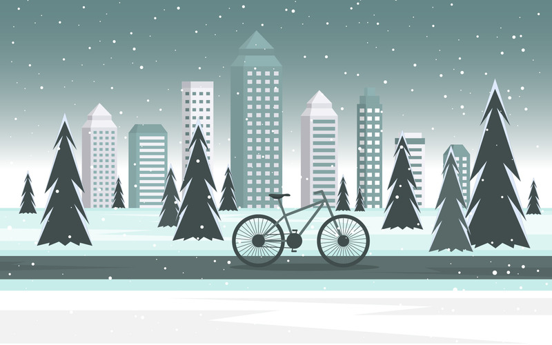 Winter Bike City - Illustrazione - Caratteristiche Immagine 1