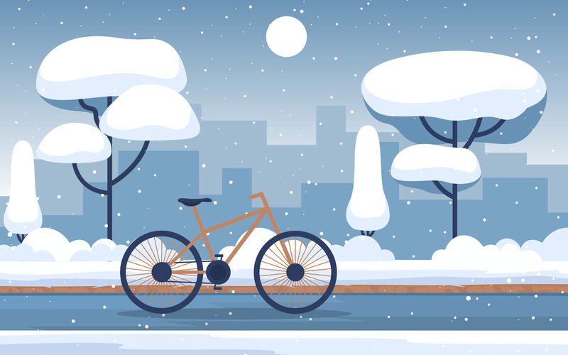 Snöfall stadscykel - illustration - Features Image 1