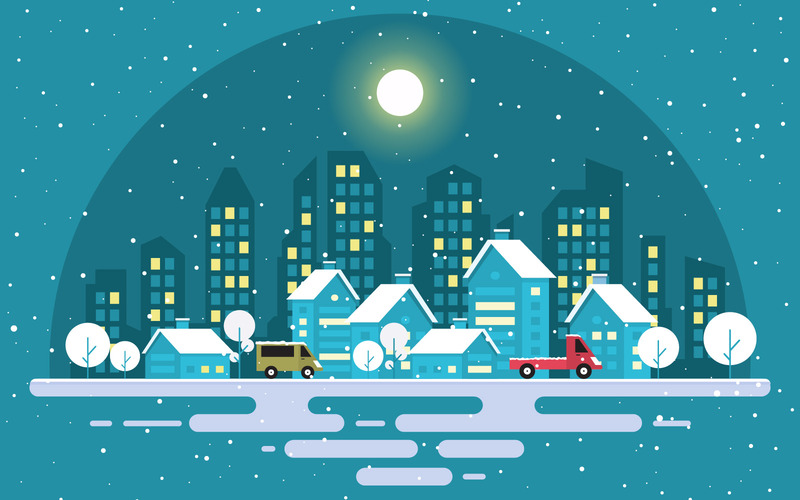 Winter City House - Illustrazione - Caratteristiche Immagine 1
