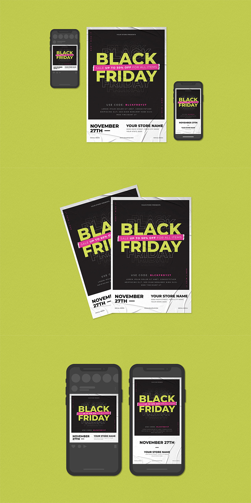 Black Friday Flyer Set - Corporate Identity Template - Features Image 1