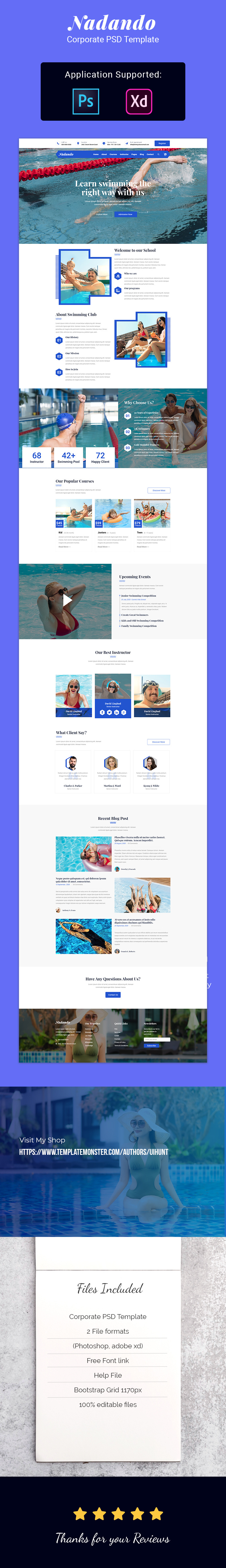 Nadando Corporate Adobe Xd, modello PSD - Caratteristiche Immagine 1