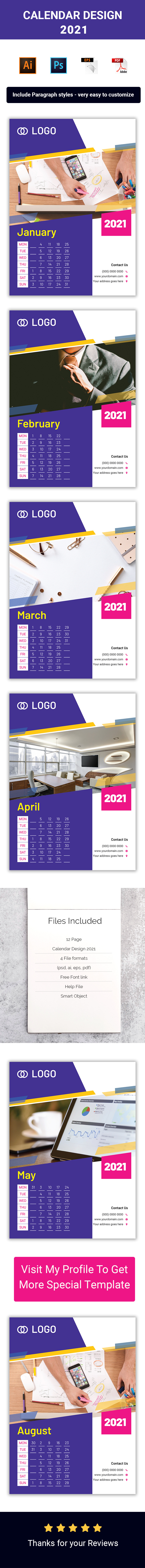 Duvar Takvimi 2021 Tasarım Şablonu Planlayıcısı - Features Image 1