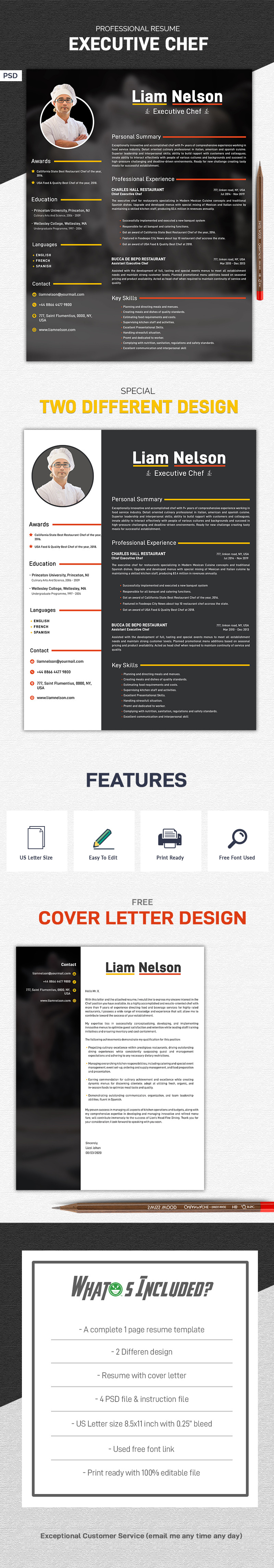 Restaurant Chef Resume Template - Features Image 1