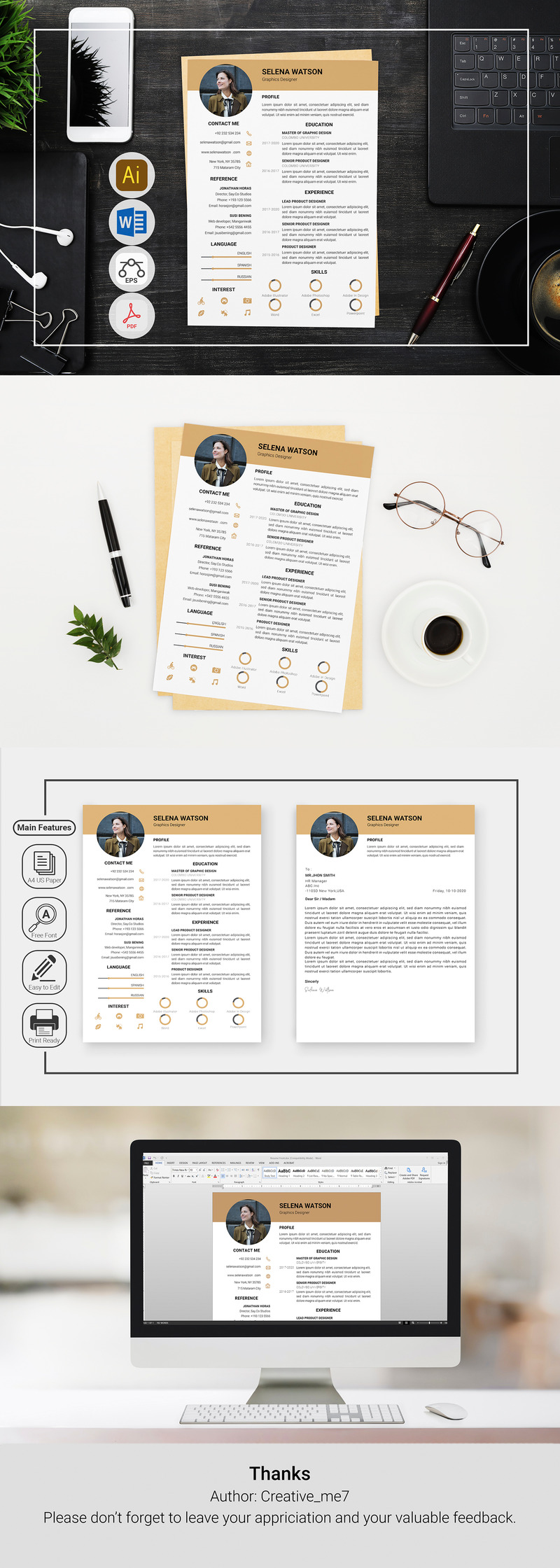 Two Page with Cover Letter Resume Template - Features Image 1