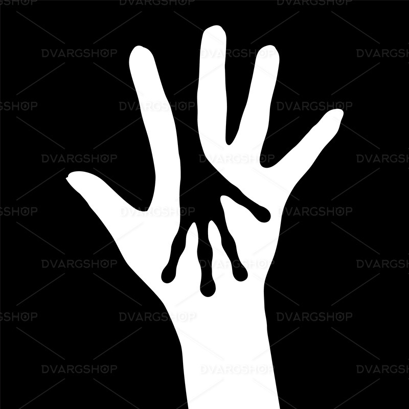 Human and Alien Hands Silhouette - Vector Image