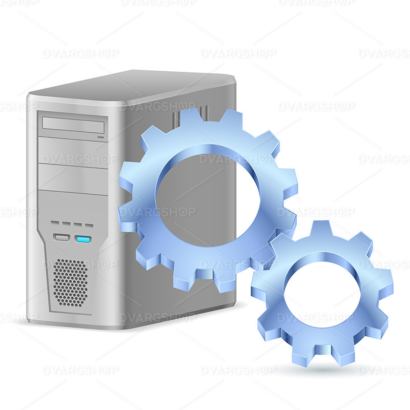 Gearwheel With Computer - Vector Image - Features Image 1