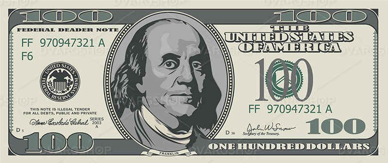 One Hundred Dollars - Vector Image - Features Image 1