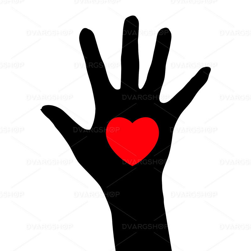 Abstract Black Hand with a Heart - Vector Image - Features Image 1