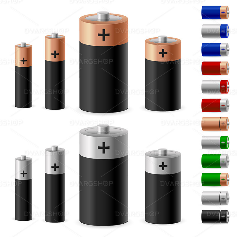 Set of Battery - Vector Image - Features Image 1