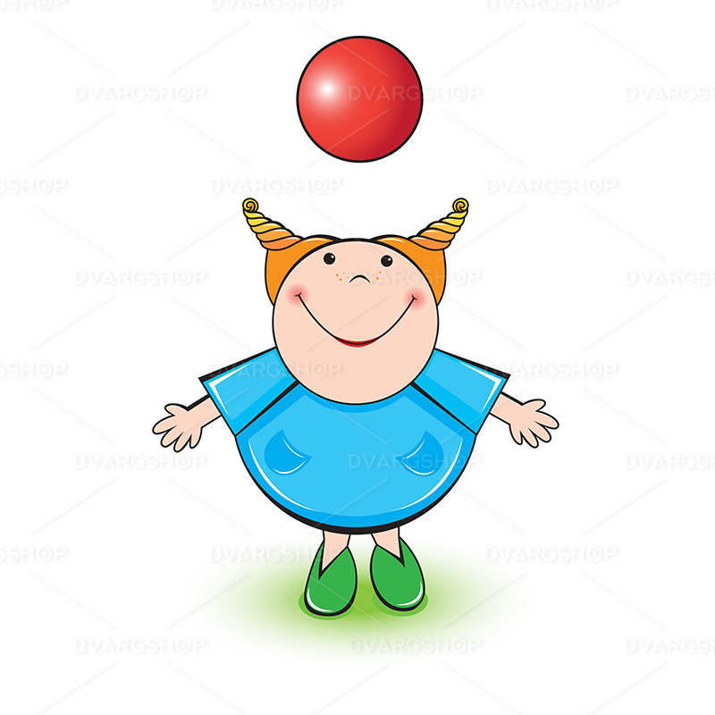 Bambina e palla rossa - immagine vettoriale - Caratteristiche Immagine 1