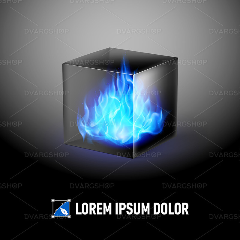Cubo com chamas de fogo - imagem vetorial - Features Image 1