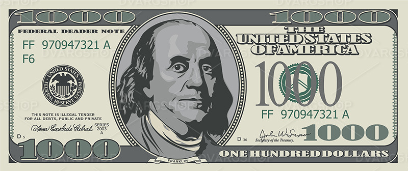 Fake One Thousand Dollars - Vector Image - Features Image 1