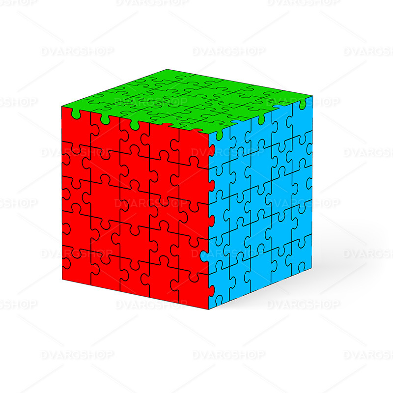 Barevná kostka z logických prvků - vektorový obrázek - Features Image 1