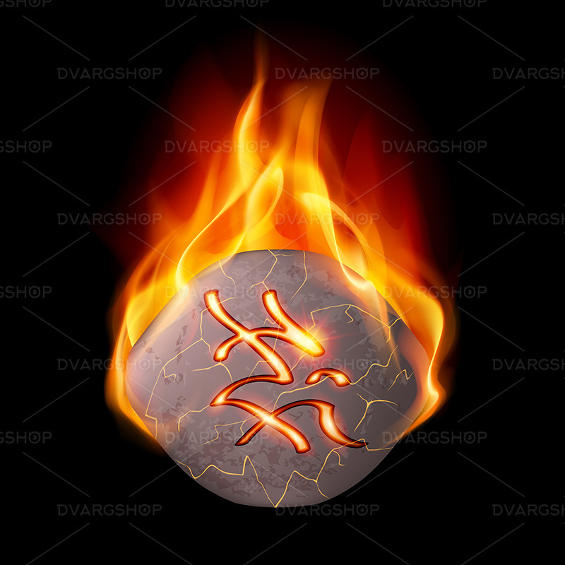 Burning Stone with Magic Rune - Vector Image - Obraz funkcji 1