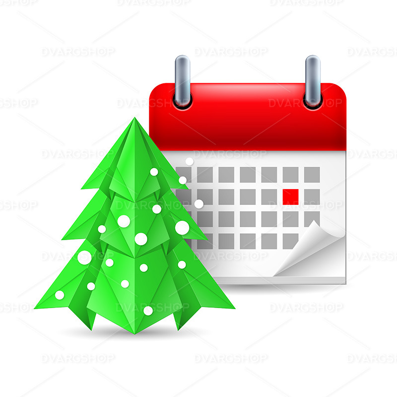 Paper Pine Tree and Calendar Vector Image TemplateMonster