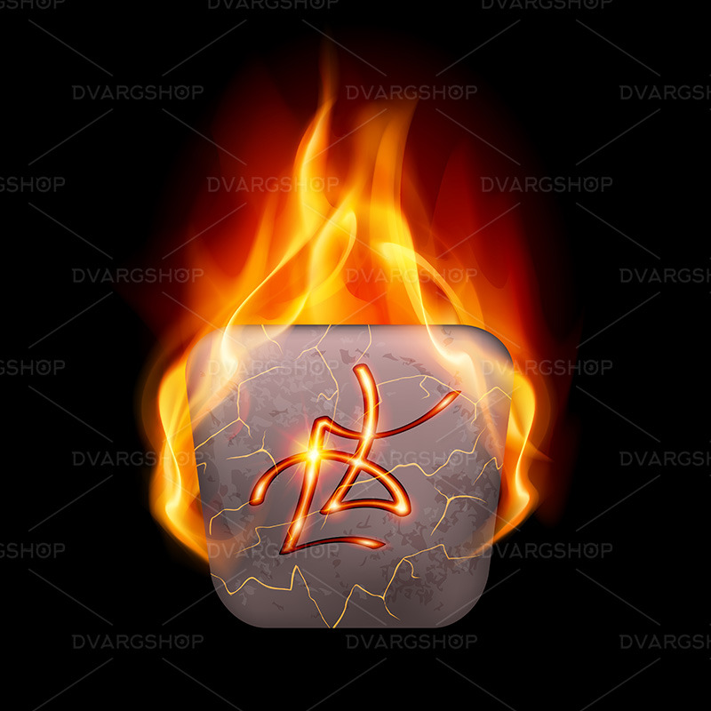 Burning Stone with Magic Rune - Vector Image - Obraz funkcji 1