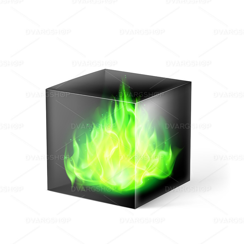 Cube with Fire Flames - Vector Image - Features Image 1