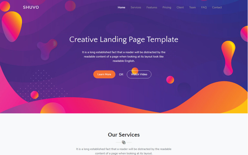 Shuvo Creative Landing Page Template - Features Image 1
