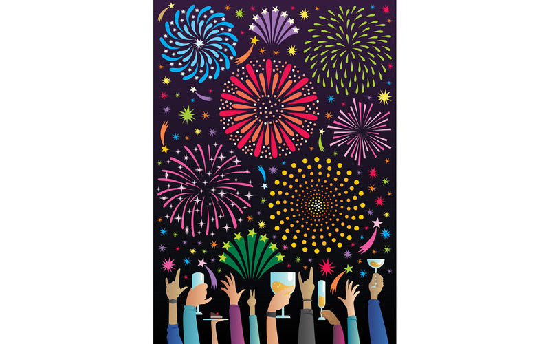 Célébration avec feux d'artifice - Illustration - Caractéristiques de l’image 1
