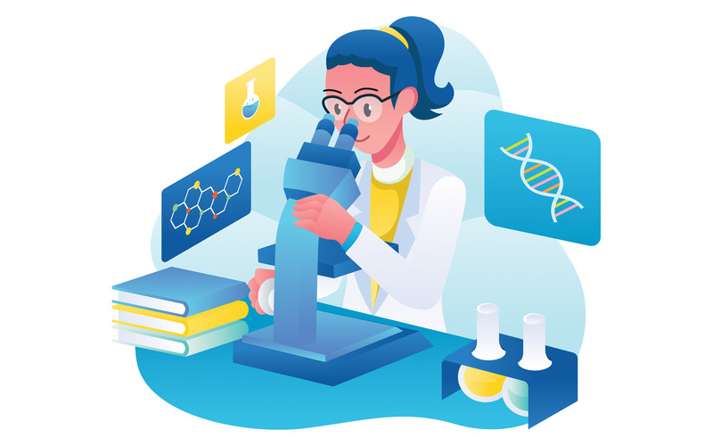 Microbiologo al lavoro - Illustrazione - Caratteristiche Immagine 1