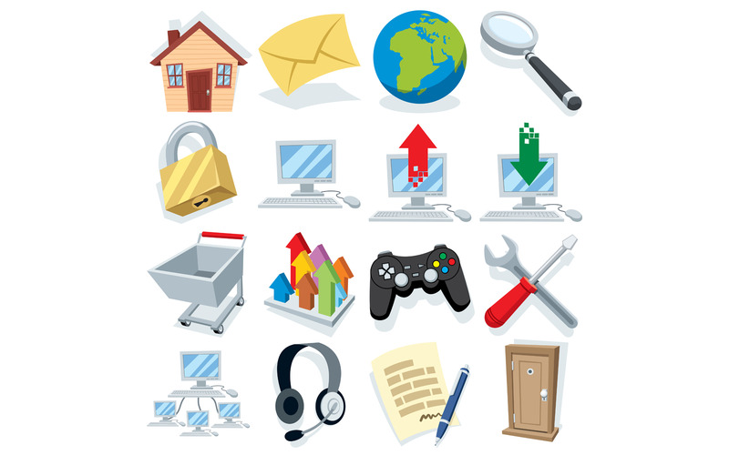 Мультфільм Інтернет іконки - ілюстрація - Features Image 1