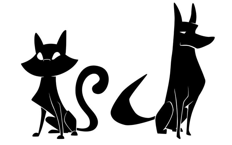 Katt Och Hund Silhuetter - Illustration - Features Image 1