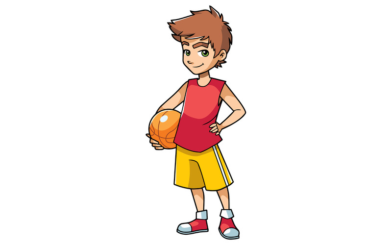 Garçon de basket-ball sur blanc - Illustration - Features Image 1