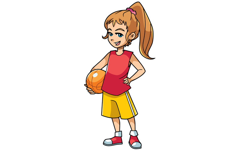 Basketflicka på vit - illustration - Features Image 1