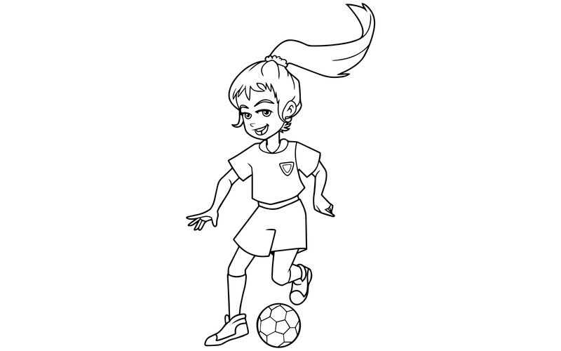 Futbol oynayan kız Hat sanatı - illüstrasyon - Features Image 1