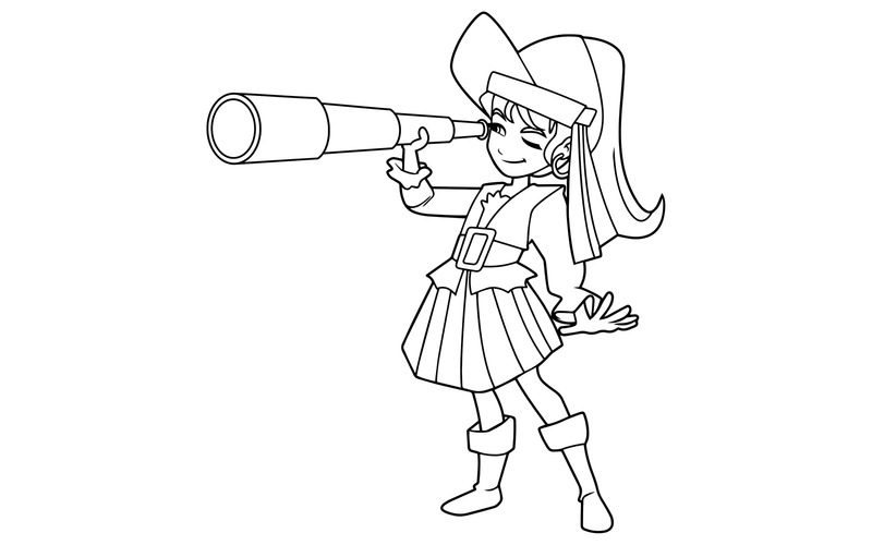 Dessin Au Trait Fille Pirate Illustration Templatemonster Dessin Au Trait Fille Pirate Illustration Templatemonster