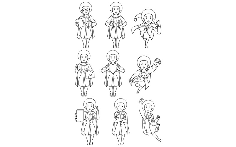 Super Doc afrikansk kvinnlig linjekonst - illustration - Features Image 1