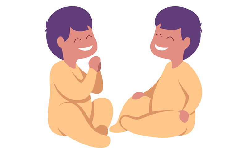 Baby Twins on White - Illustration - Features Image 1