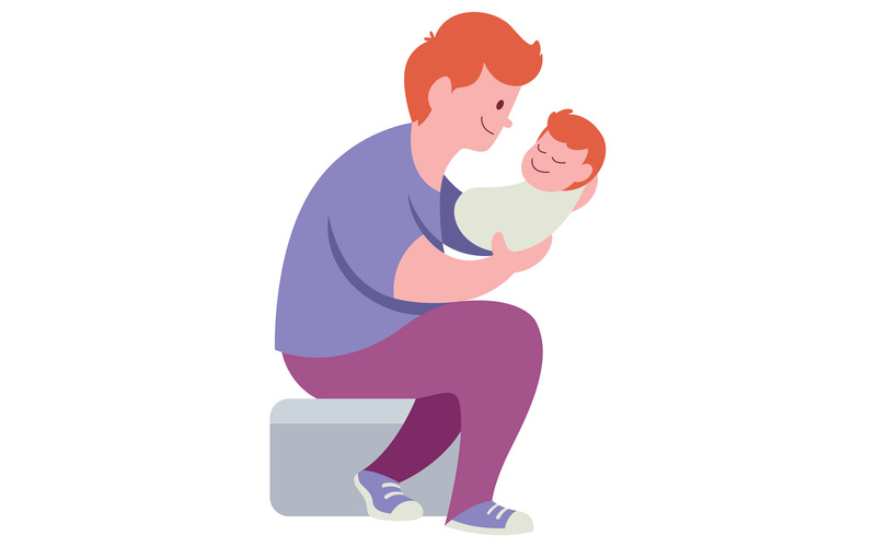 Dad and Baby on White - Illustration - Features Image 1