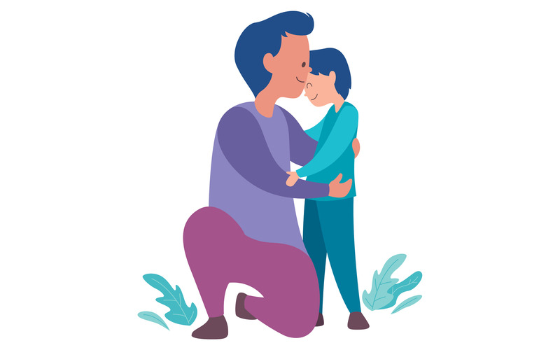 Padre e figlio su bianco - illustrazione - Caratteristiche Immagine 1