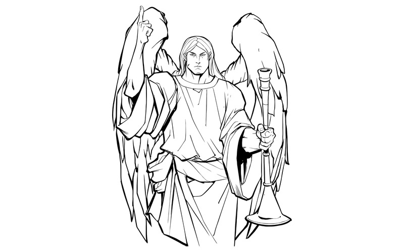 Archange Gabriel Line Art - Illustration - Caractéristiques de l’image 1