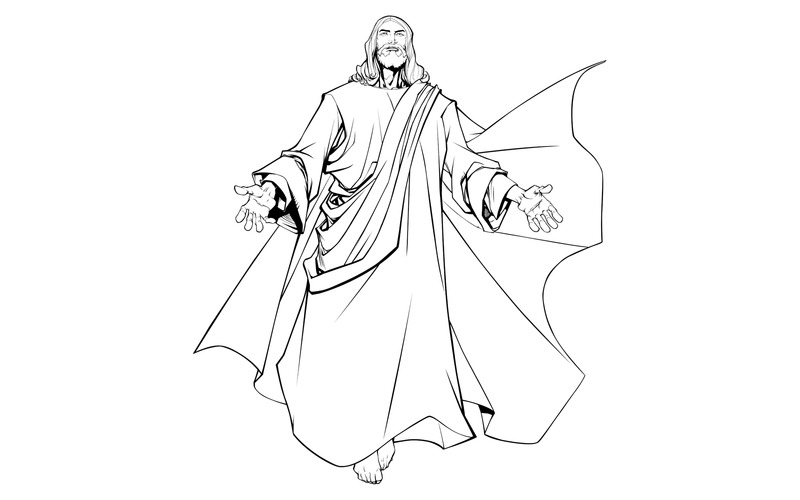 Jesus Open Arms Line Art - Illustration - Features Image 1