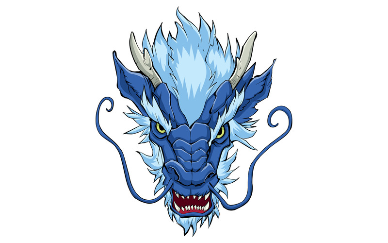 Chinese Dragon Head Blue - Illustrazione - Caratteristiche Immagine 1