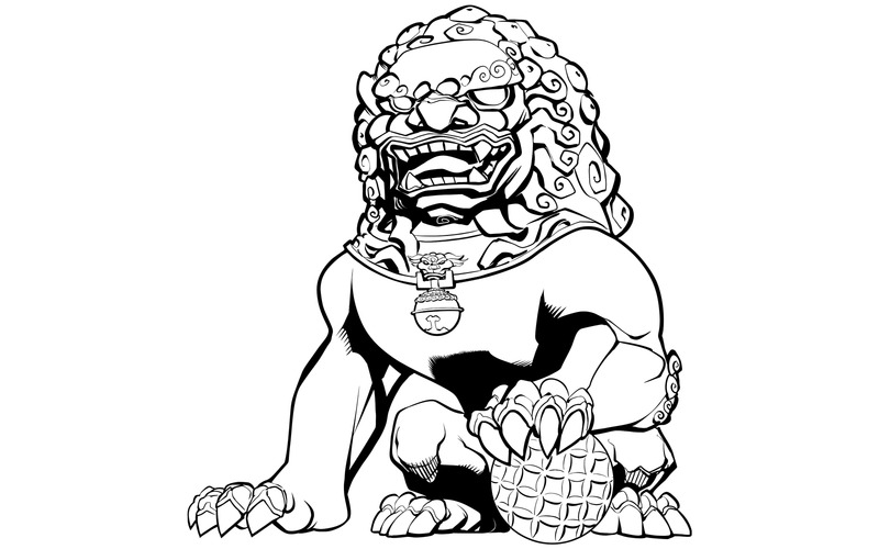 Chinese Lion Line Art - Illustration - Features Image 1