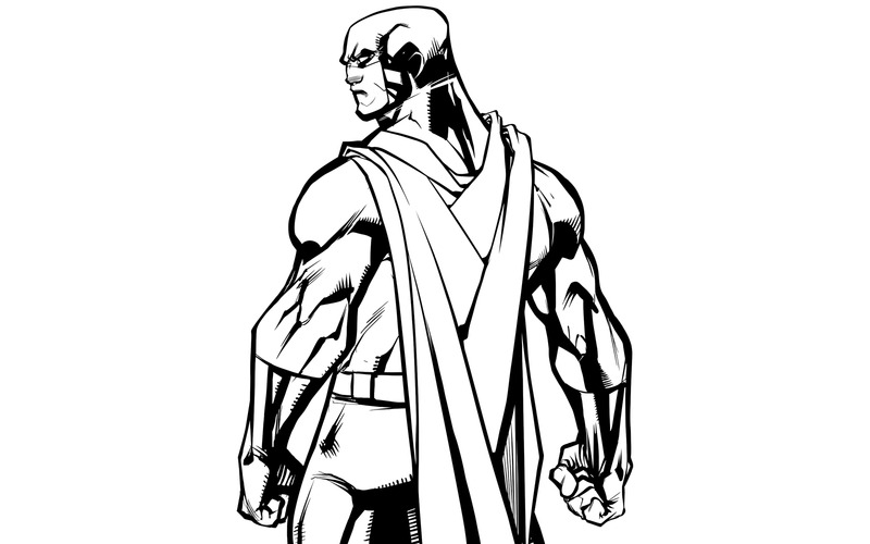 Superhero Back Battle Mode Line Art - Illustration - Features Image 1