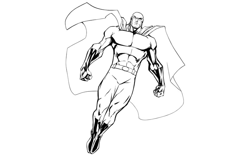 Superhero Flying 6 Line Art - Illustration - Features Image 1