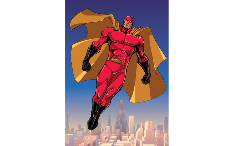 Superhero Flying Above the City - Illustration - Features Image 1