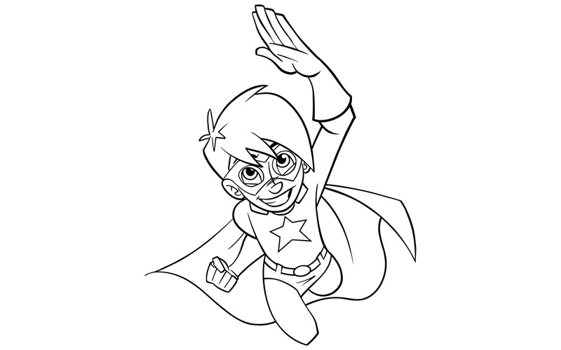 Super Boy Flying 2 Line Art - Illustrazione - Caratteristiche Immagine 1