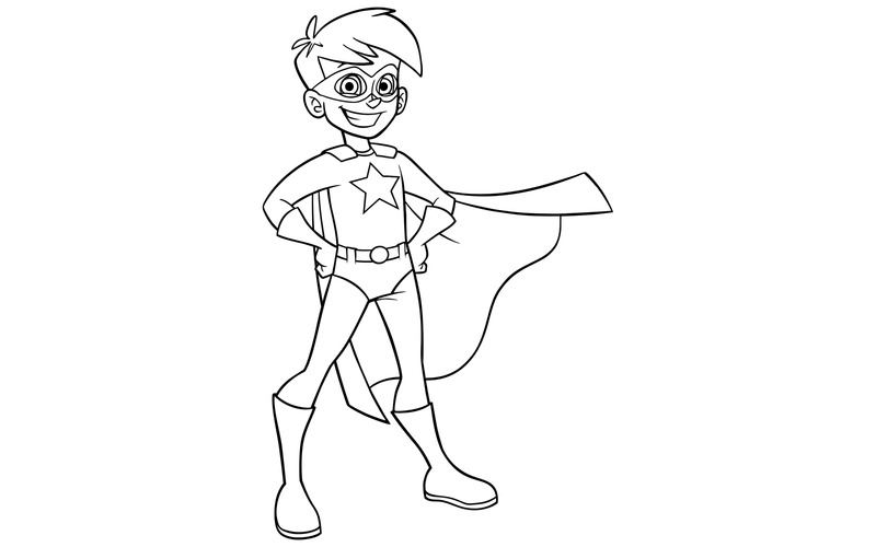 Super Boy Line Art - Illustration - Features Image 1