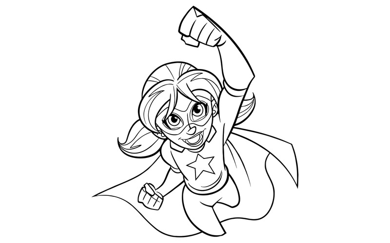 Super Girl Flying Line Art - Illustration - Features Image 1