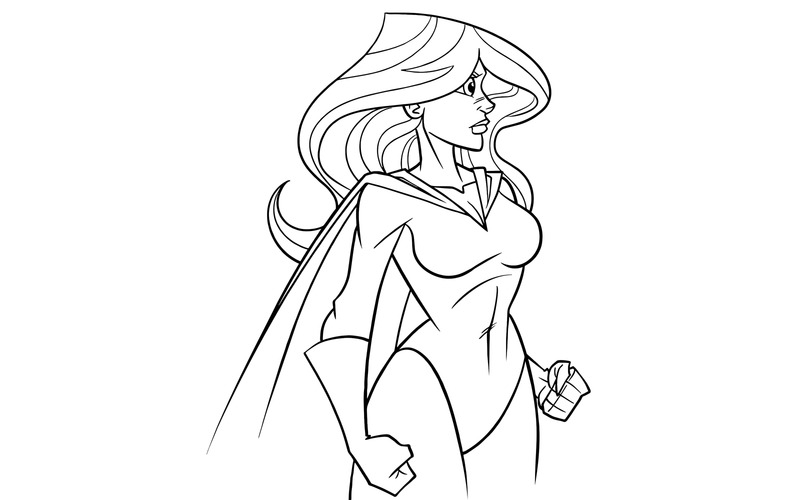 Superheroine Side Profile Line Art - Illustration - Features Image 1
