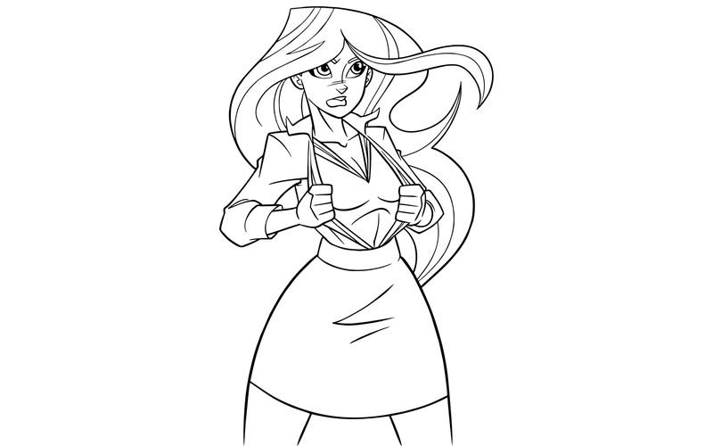 Superheroine under Cover Line Art - Illustration - Features Image 1